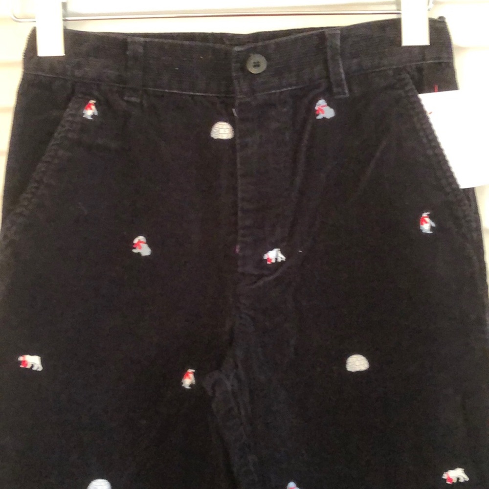 Kitestrings corduroy pants w/ winter themed embroidery